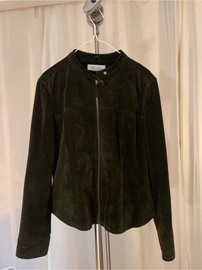 Nine West Dark Green Suede Zip Jacket